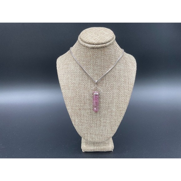 Sterling Silver Amethyst Crystal Pendant‎ Necklace Dainty 18" Box Chain - Picture 1 of 4